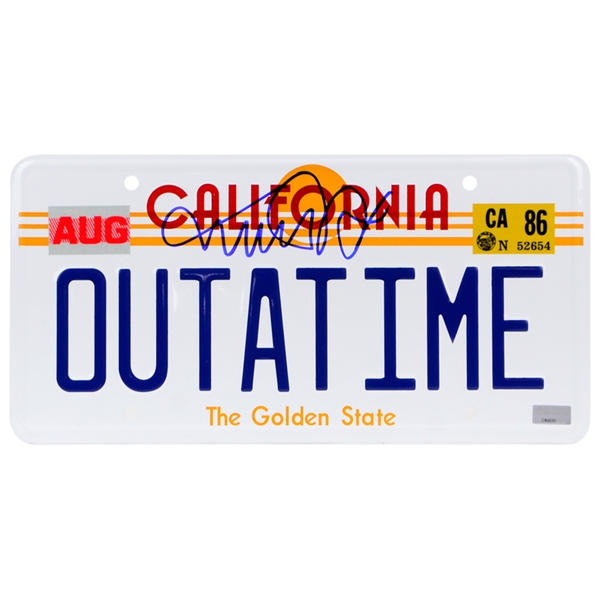 Michael J. Fox Autographed Back to the Future OUTATIME California Licence Plate