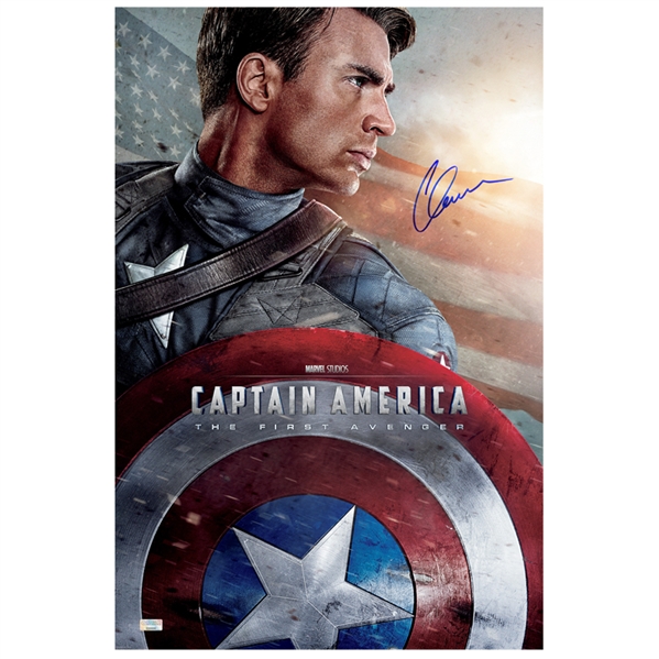 Chris Evans Autographed 16×20 Captain America The First Avenger Poster