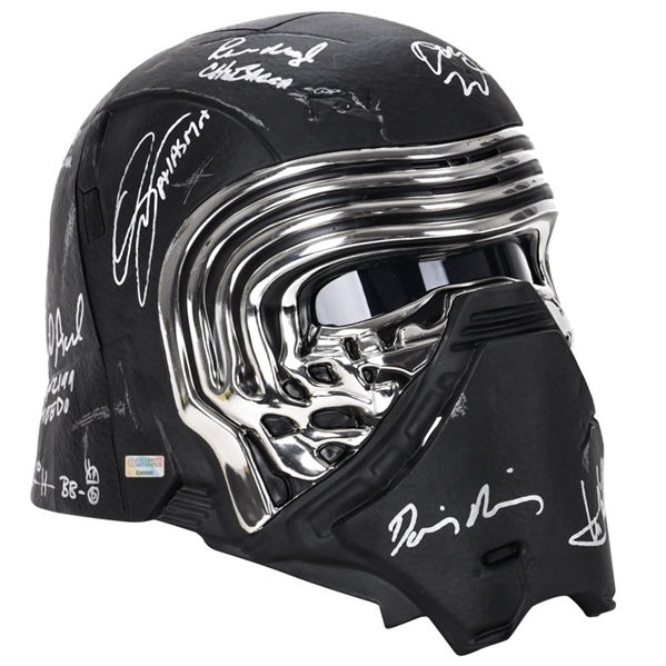 Daisy Ridley, Mark Hamill, Adam Driver, John Boyega Star Wars The Force Awakens Cast Autographed Kylo Ren Voice Changing Helmet