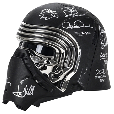 Daisy Ridley, Mark Hamill, Adam Driver, John Boyega Star Wars The Force Awakens Cast Autographed Kylo Ren Voice Changing Helmet