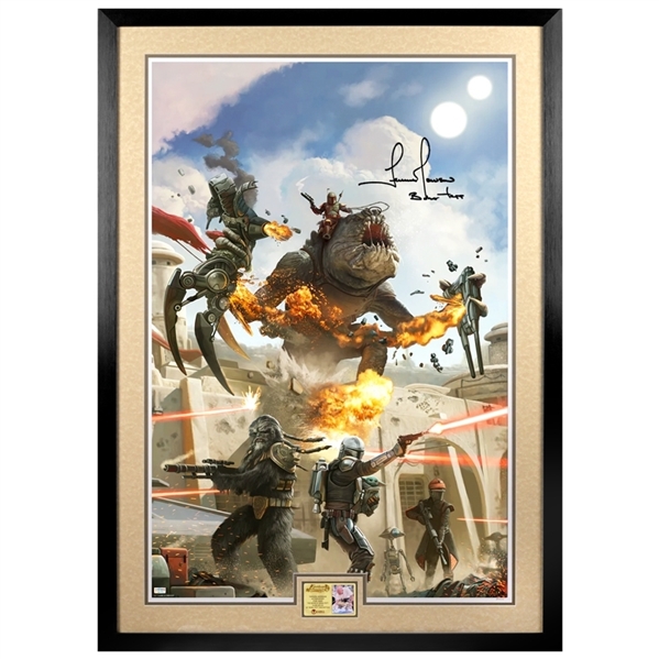 Temuera Morrison Autographed The Battle of Mos Espa 24x36 Variant by Pablo Olivera Framed